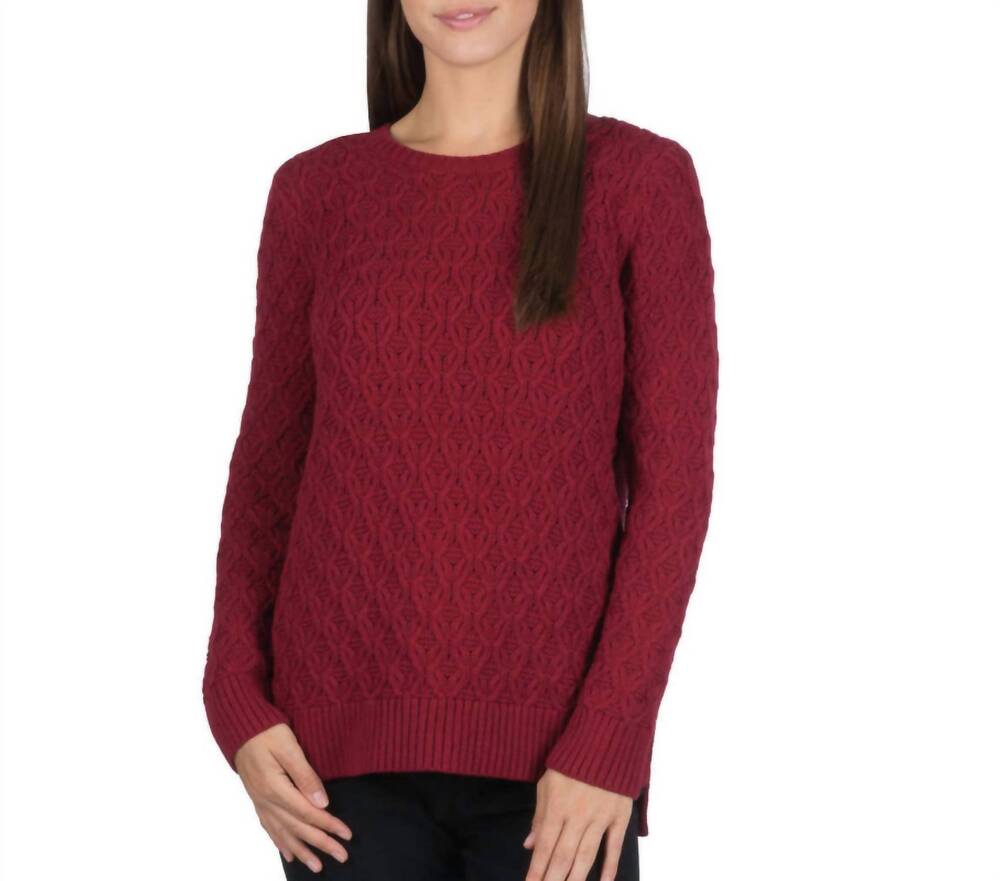NEW JEANNE PIERRE cotton textured sweater in fall red
